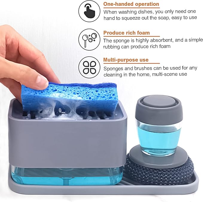 Dish Soap Dispenser with Sponge Holder