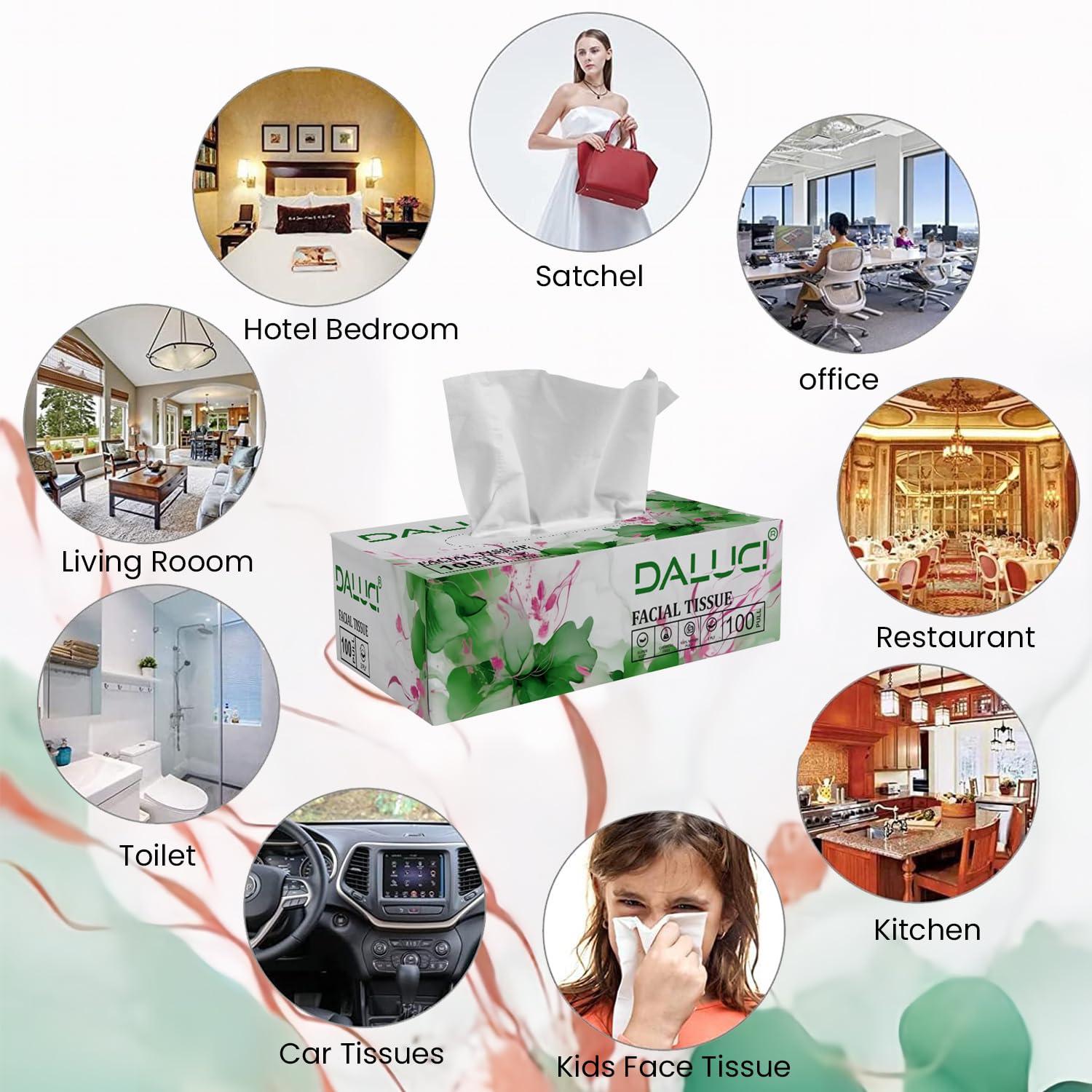 DALUCI 2 Ply Facial Tissue Box Car Tissue